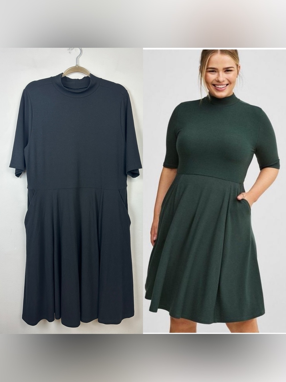 Torrid BLACK Super Soft Rib Knit Mick Neck Elbow Sleeve Dress Sz 2X